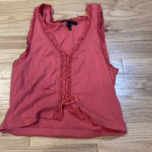 Forever 21 Coral Lace-Up Tank Top